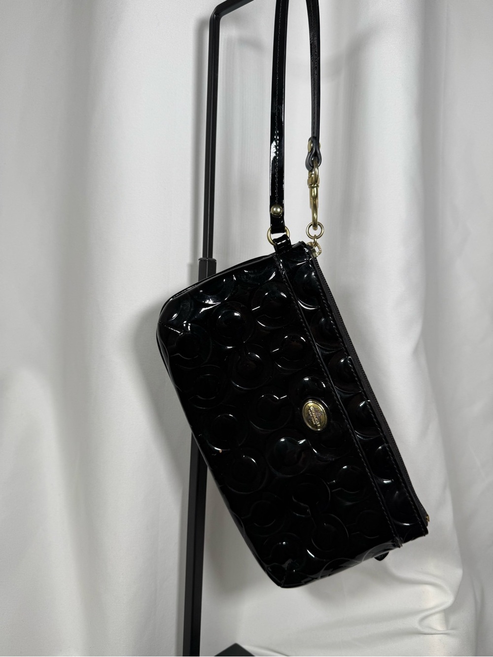 Coach Black Patent Leather Wristlet Crossbody